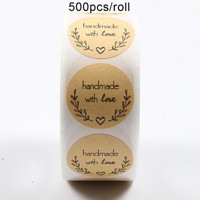 500Pcs/Roll  Thank You Stickers Handmade Sticker Circle Stationery thank you for your order Gift Seal Labels thank you sticker