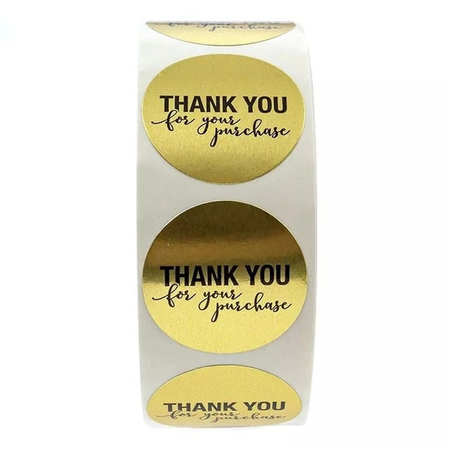 500Pcs/Roll  Thank You Stickers Handmade Sticker Circle Stationery thank you for your order Gift Seal Labels thank you sticker