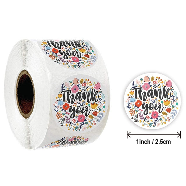 500Pcs/Roll  Thank You Stickers Handmade Sticker Circle Stationery thank you for your order Gift Seal Labels thank you sticker