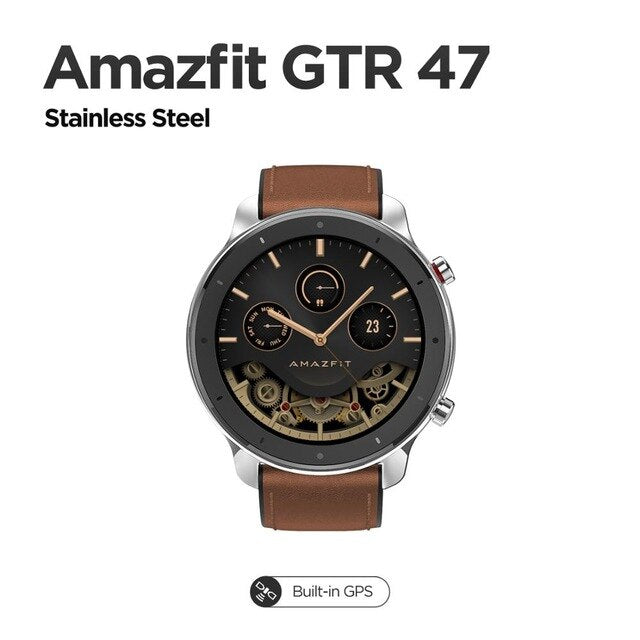 Global Version Amazfit GTR 47mm Smart Watch 5ATM Waterproof Smartwatch 24Days Battery GPS Music Control Leather Silicon Strap