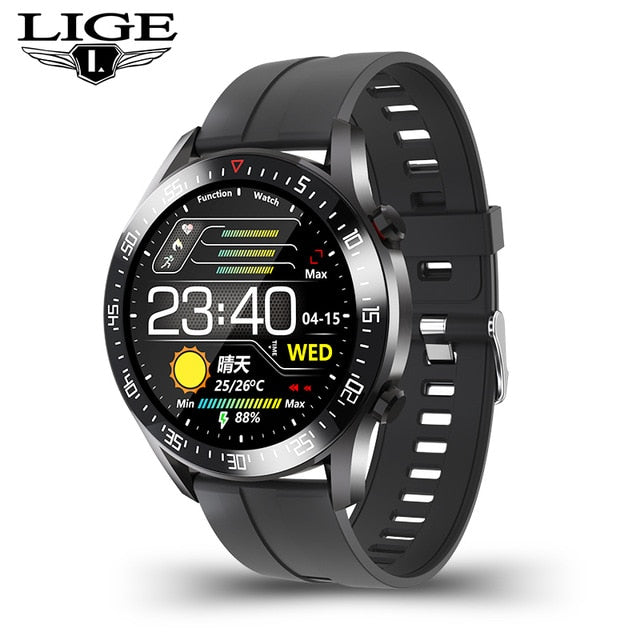 LIGE 2021 New Full circle touch screen Mens Smart Watches IP68 Waterproof Sports Fitness Watch Man Luxury Smart Watch for men