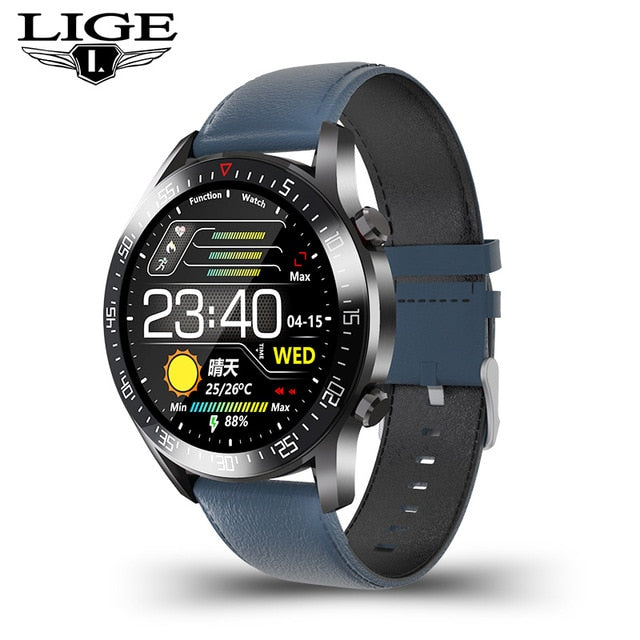 LIGE 2021 New Full circle touch screen Mens Smart Watches IP68 Waterproof Sports Fitness Watch Man Luxury Smart Watch for men
