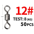 MEREDITH 50PCS/Lot Fishing Swivel Sizes Solid Connector Ball Bearing Snap Fishing Swivels Rolling Stainless Steel Beads