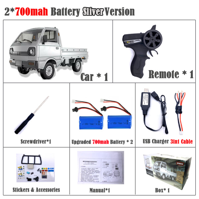 WPL D12 1:10 2WD RC Car Simulation Drift Climbing Truck LED Light On-road 260 Brushed Motor D12 Car 1/10 For Kids Gifts Toys