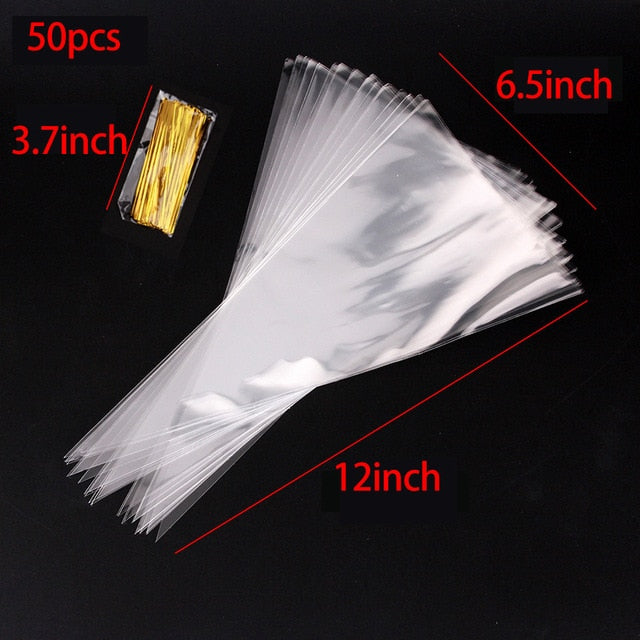 20/50pcs Rabbit Gift Bags Cones Transprant Plastic Bag Carrot Candy Bags Kids Birthday Party Decoration Easter Party Decorations
