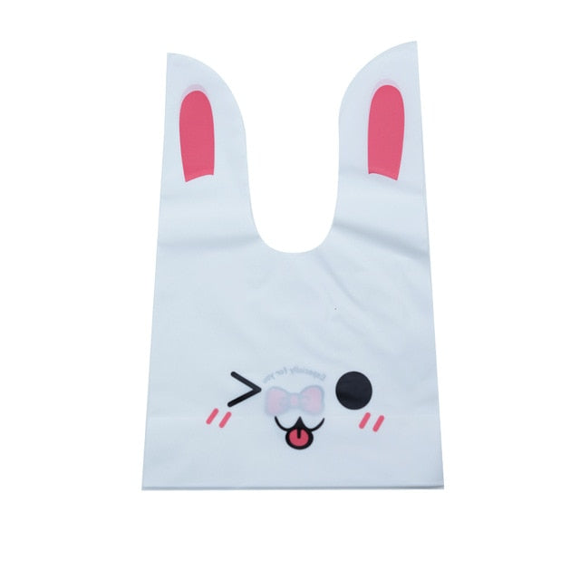 20/50pcs Rabbit Gift Bags Cones Transprant Plastic Bag Carrot Candy Bags Kids Birthday Party Decoration Easter Party Decorations