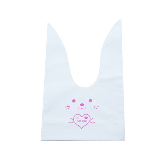 20/50pcs Rabbit Gift Bags Cones Transprant Plastic Bag Carrot Candy Bags Kids Birthday Party Decoration Easter Party Decorations