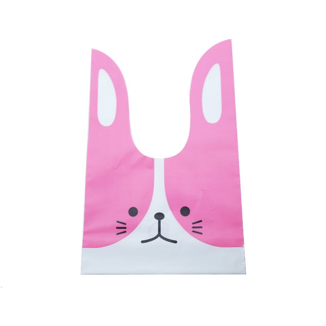 20/50pcs Rabbit Gift Bags Cones Transprant Plastic Bag Carrot Candy Bags Kids Birthday Party Decoration Easter Party Decorations