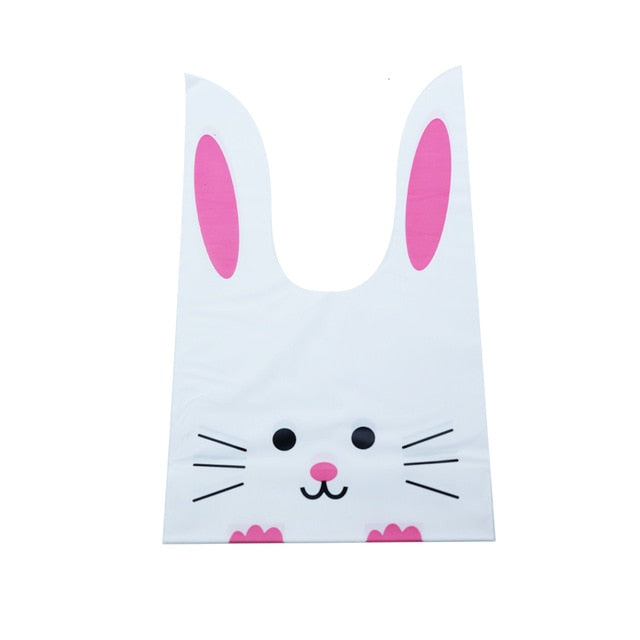 20/50pcs Rabbit Gift Bags Cones Transprant Plastic Bag Carrot Candy Bags Kids Birthday Party Decoration Easter Party Decorations