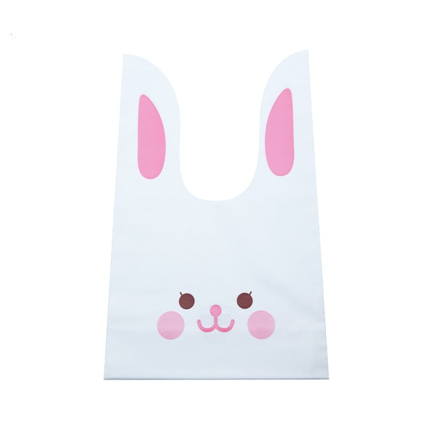 20/50pcs Rabbit Gift Bags Cones Transprant Plastic Bag Carrot Candy Bags Kids Birthday Party Decoration Easter Party Decorations