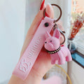 Fashion Punk French Bulldog Keychain PU Leather Dog Keychains for Women Bag Pendant Jewelry Trinket Men's Car Key Ring Key Chain