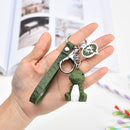 Fashion Punk French Bulldog Keychain PU Leather Dog Keychains for Women Bag Pendant Jewelry Trinket Men's Car Key Ring Key Chain