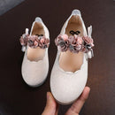 Children's Flats Lace Big Flower Princess Party Performance Shoes Big Student Girl Shoes for Kids Soft Sole Leather Flats
