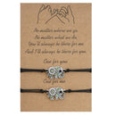 Handmade Braided Black Rope Bracelet Silver Color Bohemian Sun&Moon Charm Bracelets For Women Men Pinky Promise Card Bracelet