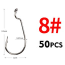 MEREDITH 50pcs/lot Fishing Soft Worm Hooks High Carbon Steel Wide Super Lock Fishhooks Lure Softjerk Hooks 8