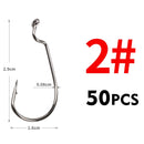 MEREDITH 50pcs/lot Fishing Soft Worm Hooks High Carbon Steel Wide Super Lock Fishhooks Lure Softjerk Hooks 8