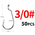 MEREDITH 50pcs/lot Fishing Soft Worm Hooks High Carbon Steel Wide Super Lock Fishhooks Lure Softjerk Hooks 8#-5/0 Fishing Tackle