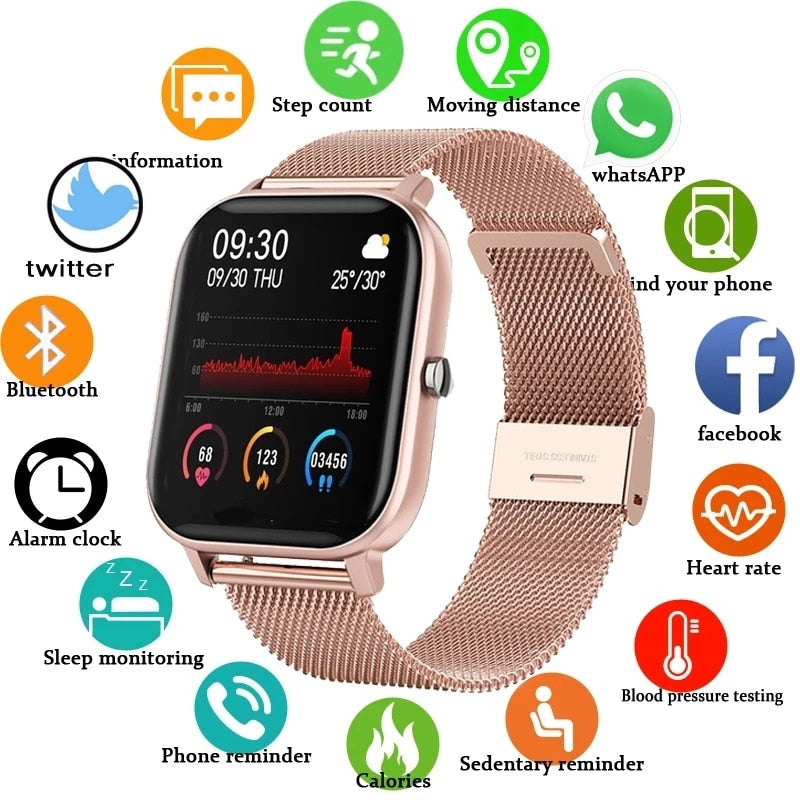 LIGE 2021 New Full touch screen Smart Watch Woman Sport Heart Rate Monitor Waterproof Fitness Smart Watches Men Women Smartwatch