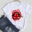 T-shirts Women Lip Leopard Love Fashion 90s Trend 2021 Spring Summer Clothes Graphic Tshirt Top Lady Print Female Tee T-Shirt