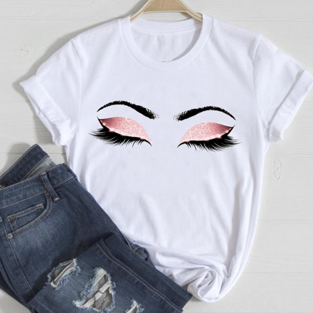 T-shirts Women Lip Leopard Love Fashion 90s Trend 2021 Spring Summer Clothes Graphic Tshirt Top Lady Print Female Tee T-Shirt