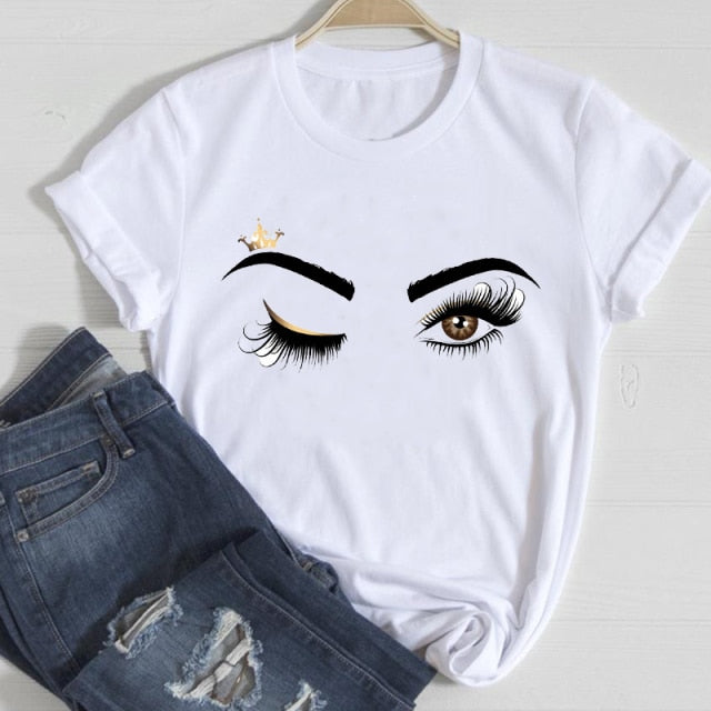 T-shirts Women Lip Leopard Love Fashion 90s Trend 2021 Spring Summer Clothes Graphic Tshirt Top Lady Print Female Tee T-Shirt