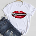 T-shirts Women Lip Leopard Love Fashion 90s Trend 2021 Spring Summer Clothes Graphic Tshirt Top Lady Print Female Tee T-Shirt