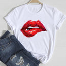 T-shirts Women Lip Leopard Love Fashion 90s Trend 2021 Spring Summer Clothes Graphic Tshirt Top Lady Print Female Tee T-Shirt