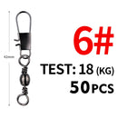 Meredith 50Pcs/Lot Fishing Connector Pin Bearing Rolling Swivel Stainless Steel with Snap Fishhook Lure Tackle Accessorie