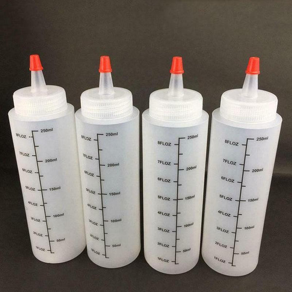 250ML Plastic Needle-nosed Bottle With Scale Squeeze Bottle With Leak-Proof Cap Sauce Bottle Salad Squeeze Bottle 1pc