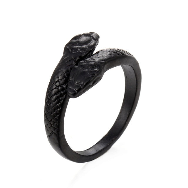 Snake Rings Black Silver Color Metal Punk Open Adjustable Design Animal Exaggerated Finger Ring for Women Men Party Jewelry Gift