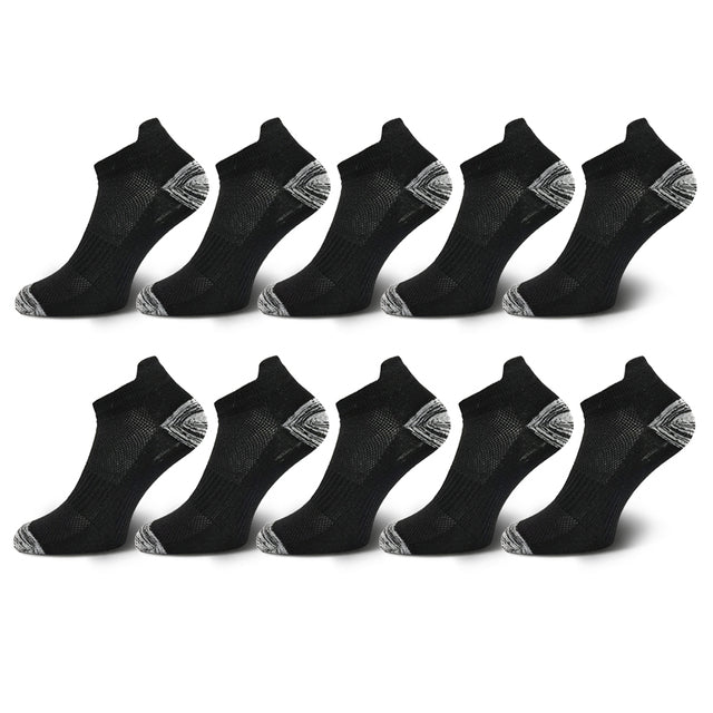 10 Pairs Mens Ankle Socks Athletic Cushioned Cotton Sports Socks Breathable Low Cut Tab With Arch Support Mesh Casual Short Sock