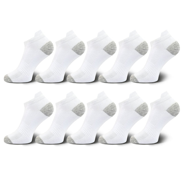 10 Pairs Mens Ankle Socks Athletic Cushioned Cotton Sports Socks Breathable Low Cut Tab With Arch Support Mesh Casual Short Sock