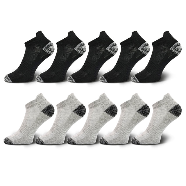 10 Pairs Mens Ankle Socks Athletic Cushioned Cotton Sports Socks Breathable Low Cut Tab With Arch Support Mesh Casual Short Sock