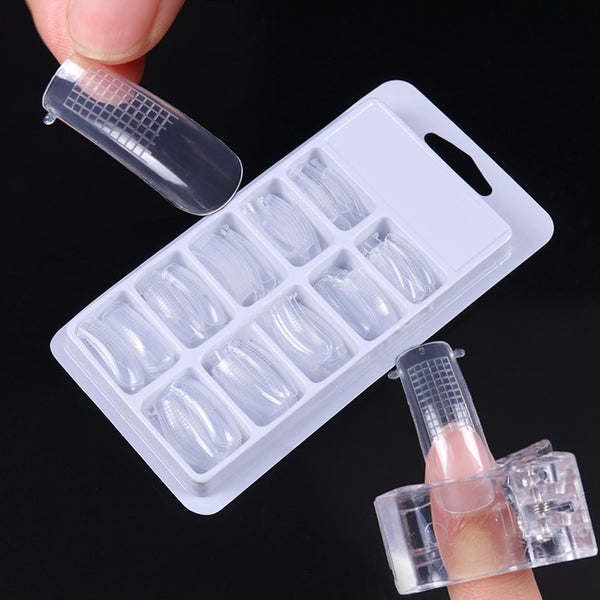 100PCS Quick Building Nail Mold Tips 10 Different Size Nail Extension Mold UV Gel Extend Nail Extension Tool