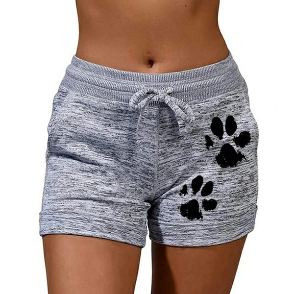 2020 woman shorts Women High Waist Cats Claw Print Drawstring Quick Dry Elastic Sports Shorts Women's Clothing женские шорты