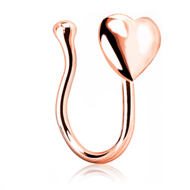 1Piece Stainless Steel Heart Clip On Nose Ring Star Fake Nose Piercing Clip On Cross Nose Clip Fake Jewelry Faux Piercing Nez