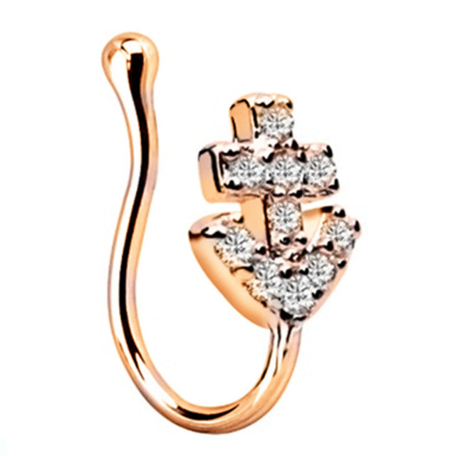 1Piece Stainless Steel Heart Clip On Nose Ring Star Fake Nose Piercing Clip On Cross Nose Clip Fake Jewelry Faux Piercing Nez