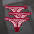 3PCS/Set Women's Panties Sexy G-String Perspective Woman Thong Low-waist Underpants Hollow Out T-back Female Underwear Lingerie