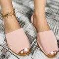 MCCKLE Summer Sandals Women Flats Female Casual Peep Toe Shoes PU Slip on Leisure Solid Sewing Footwear Two-piece Plus Size