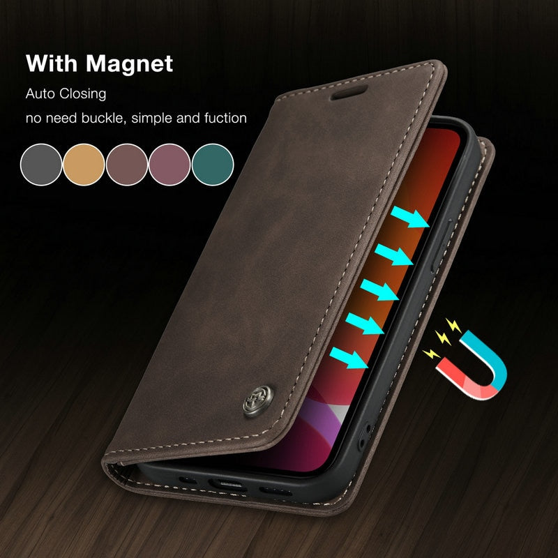 CaseMe Original Flip Case For iPhone 12 11 Pro Retro Magnetic Card Stand Wallet For iPhone 13 min X s Max 6 7 8 Plus SE2020 Case