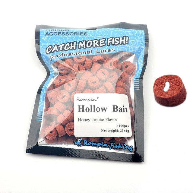 Rompin 100pcs Red Carp Fishing Hollow Bait Grass Carp Baits Fishing Baits Lure Formula Insect Particle Boilie Pellets Hook Up
