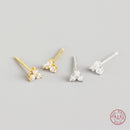 925 Sterling Silver Inlaid Crystal Geometric Clover Stud Earrings Light Luxury Mature Glamour Women Jewelry Accessories