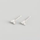 925 Sterling Silver Inlaid Crystal Geometric Clover Stud Earrings Light Luxury Mature Glamour Women Jewelry Accessories
