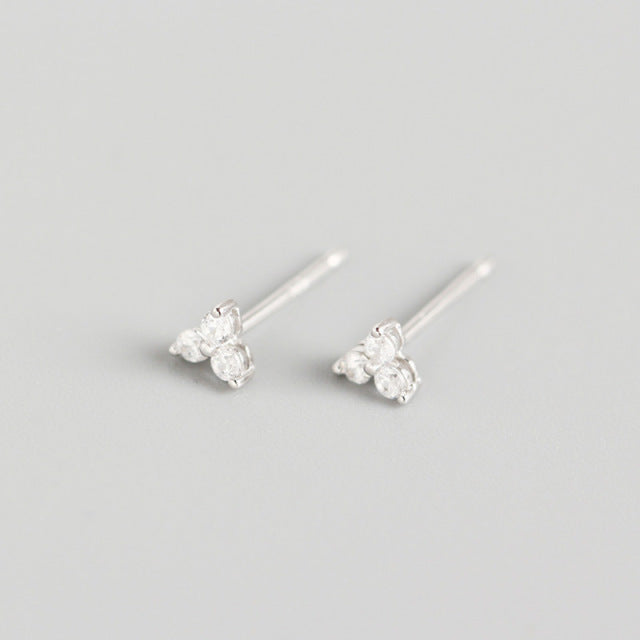 925 Sterling Silver Inlaid Crystal Geometric Clover Stud Earrings Light Luxury Mature Glamour Women Jewelry Accessories