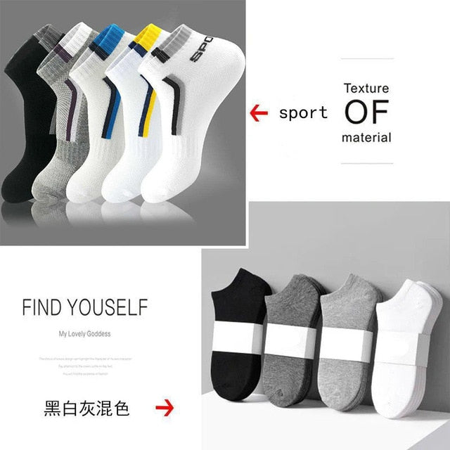 10 Pairs Women Socks Breathable Sports socks Solid Color Boat socks Comfortable Cotton Ankle Socks White Black ~