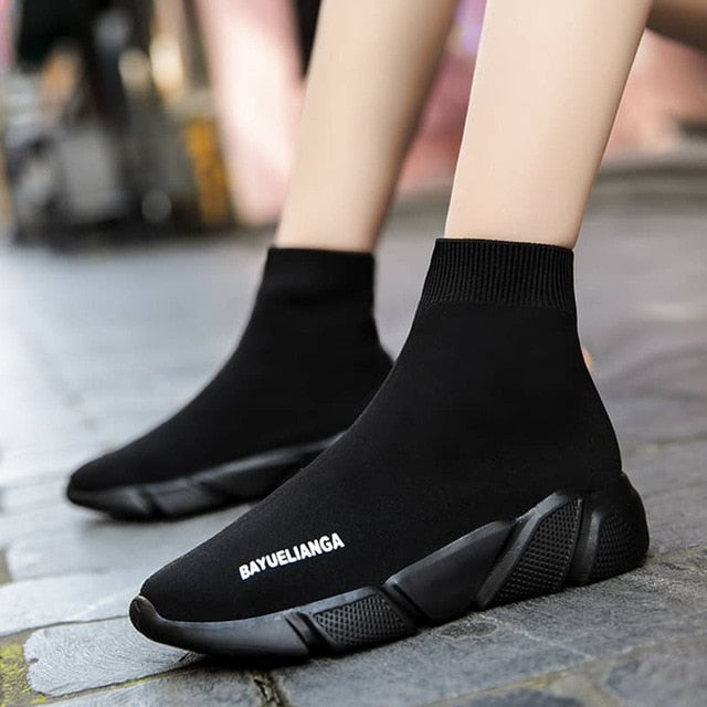 MWY Breathable Ankle Boot Women Socks Shoes Female Sneakers Casual Elasticity Wedge Platform Shoes zapatillas Mujer Soft Sole