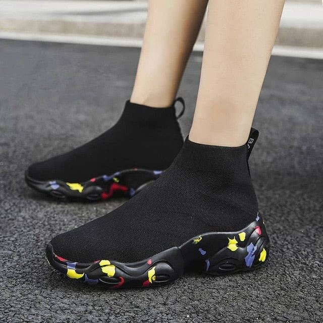 MWY Breathable Ankle Boot Women Socks Shoes Female Sneakers Casual Elasticity Wedge Platform Shoes zapatillas Mujer Soft Sole