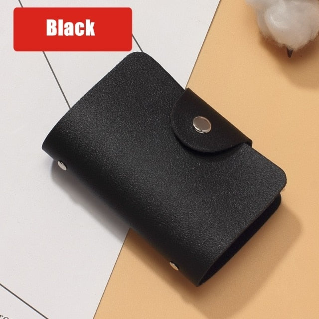 New Leather Function 24 Bits Card Case Business Card Holder Men Women Credit Passport Card Bag ID Passport Card Wallet 8 Colors