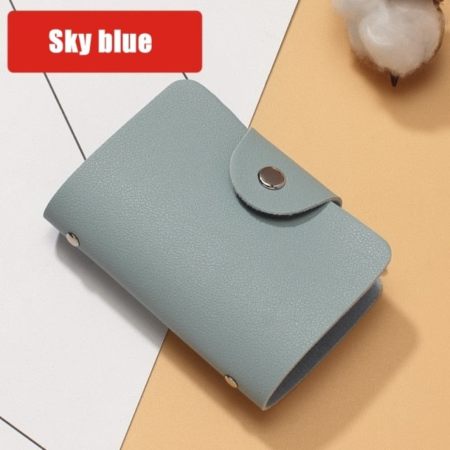 New Leather Function 24 Bits Card Case Business Card Holder Men Women Credit Passport Card Bag ID Passport Card Wallet 8 Colors