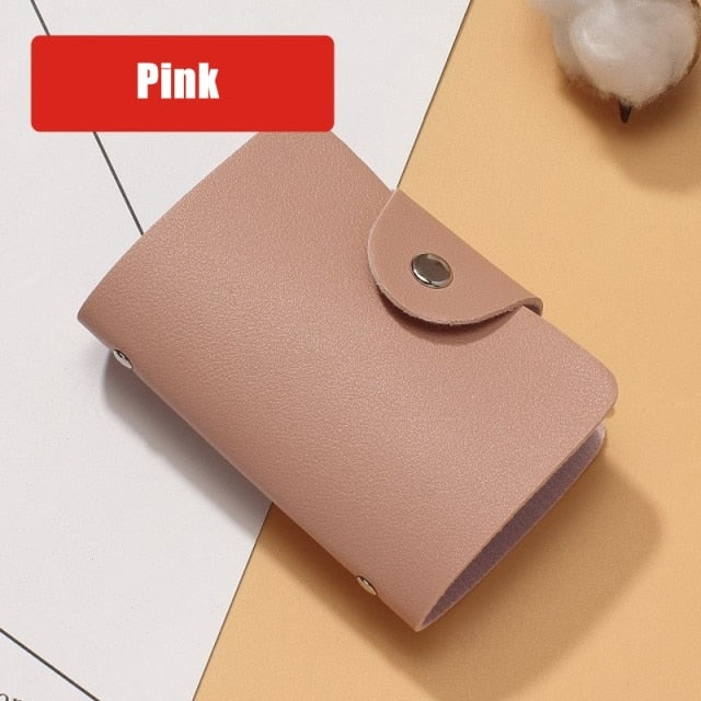 New Leather Function 24 Bits Card Case Business Card Holder Men Women Credit Passport Card Bag ID Passport Card Wallet 8 Colors